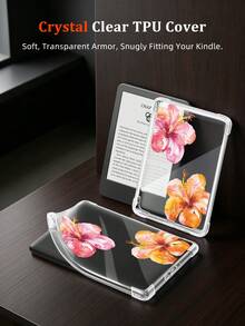 Hibiscus Flower Pattern Transparent Shockproof Full Coverage Soft Silicone Protective Case Compatible With Kindle 11th Gen 2024/Kindle Paperwhite 12th Gen 2024/Kindle Colorsoft Signature Edition, Clara Colour/Bw/2E - Multicolor - View 5