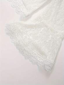Cárdigan Corto de Encaje Novia Damas Vestido de Boda Cheongsam Chal Fiesta Noche Chal de Encaje Mujer - Blanco - Ver 10
