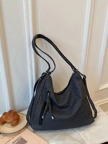 Mochila de gran capacidad estilo coreano, nueva bolsa bandolera de moda versátil para ir al trabajo, bolso de hombro tipo tote - Negro - Ver 8