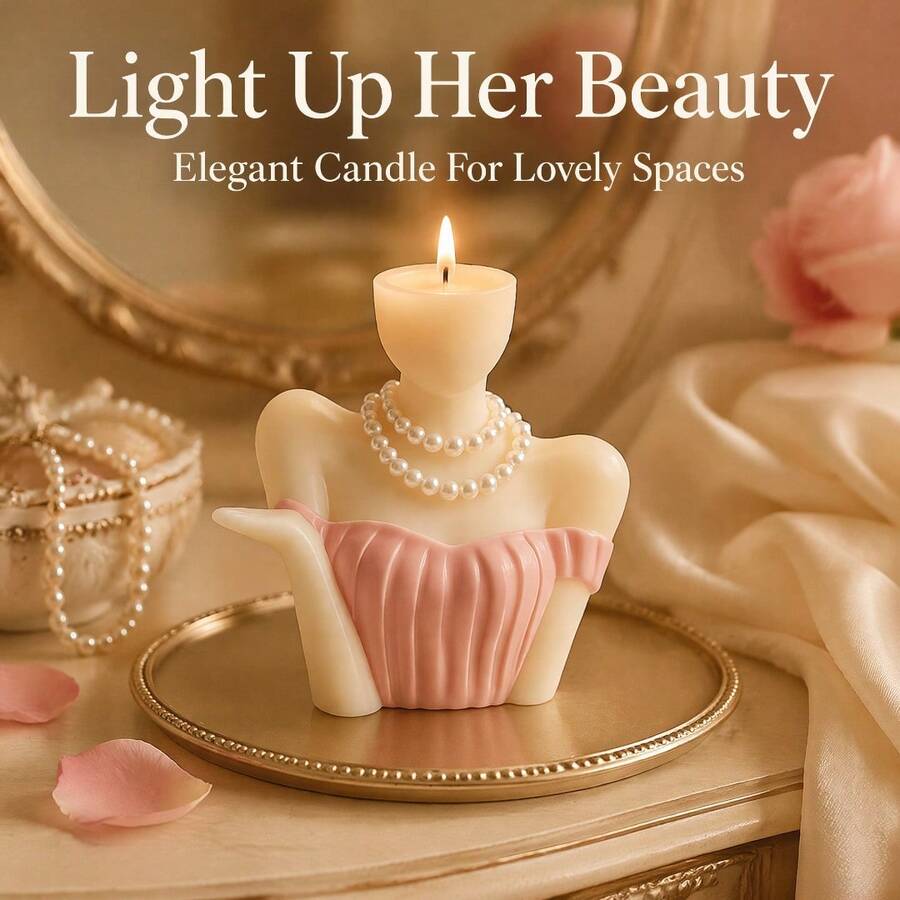 Cubulo Elegant Pearl Lady Bust Candle Silicone Mold, Vintage Off Shoulder Female Torso Figurine Epoxy Resin Casting Mould, DIY Body Shaped Candle Making Mold For Christmas Wedding Home Table Decor, Halloween & Valentines Handmade Craft Ornament Supply - Mold - WJ0113 - View 1