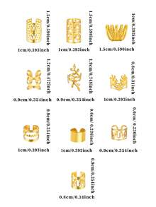 240pcs Braided Hair Accessories Headbands, Multiple Styles Adjustable Hair Rings Beads, Braided Dreadlock Hair Accessories For Girls - Gold - View 8