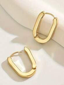 1 Pair Elegant Hoop Earrings, Designed For Women, Suitable For Wedding, Engagement, Anniversary Party, Valentine's Day Gift - Yellow Gold - View 2