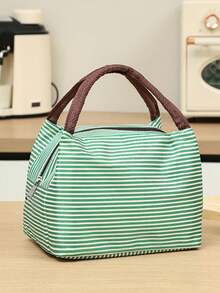 Dachshund Lover Exclusive Printed Striped Tote Bag, Soft Girly Style Daily Handbag; Durable And Wear-Resistant, Ideal For Carrying Essentials; Simple Handle Design, Easy To Carry; Fresh Stripes Paired With Cute Dachshund Pattern And Heart Paw Prints, Showcasing Playful Charm. - Multicolor - View 10
