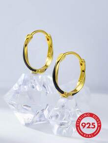 1 Pair Elegant 925 Silver Mobius Loop Resin Dangle Earrings For Women, Suitable For Daily, Party, Date - Gold - View 4