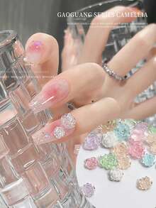 100 piezas de encantos de arte de uñas de resina con forma de rosa 3D y camelia perlada de 8mm+6mm, con parte posterior plana, fáciles de aplicar, adecuados para bodas, vacaciones, Día de la Juventud, diseño de uñas, fabricación de joyas, uñas tipo ataúd, uñas almendradas francesas, uñas largas/cortas, uñas ovaladas, uñas cuadradas, diseño de artesanía de joyería, diseño de gorro de graduación, funda de teléfono DIY, accesorios para uñas, gemas para uñas - Multicolor - Ver 3