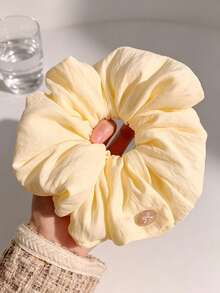 2pcs Oversized Cream White Cloud Scrunchies For Women, Premium Versatile Hair Accessories Hair Ties Ponytail Elastics Rubber Bands - Multicolor - View 4