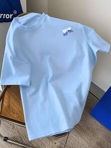 Camiseta de manga corta para hombre, estilo graffiti, estampado de doble cara, cuello redondo, informal, deportiva, a la moda, holgada, para estudiantes y adolescentes, marca Mr.. - Blanco - Ver 10
