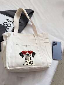 Dalmatian Print Handbag, Women's Choice - Large Capacity, Multi-Pocket Shoulder Bag, Suitable For Work, School, Travel And Shopping | Foldable And Lightweight. - Multicolor - View 4