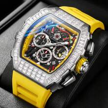 ONOLA Brand Automatic Mechanical Watch Men Luxury 30M Waterproof Chronograph Watches Sport Casual Wristwatch - 黑色 - 查看 4