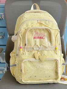 Star Pattern Ita Bag Backpack, Transparent Layer Student Backpack, Japanese Sweet Style Commuter Bag - Multicolor - View 11