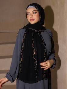 1pc Lightweight Chiffon Solid Color Scarf, Women Hijab Simple Versatile Decorative Shawl For Sun Protection - Multicolor - View 3
