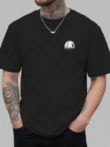 Camiseta de cuello redondo para hombre, con estampado de ECG a doble cara con temática de béisbol, estilo casual deportivo, moderna, a la moda, de corte holgado, de manga corta para estudian - Blanco - Ver 11