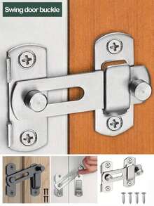 1pc Stainless Steel Door Latch, Anti-Theft Sliding Door Bolt, Barn Door Pet Cage Door Lock - Silver - View 3
