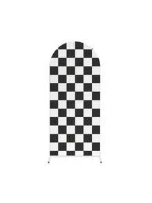 Black And White Checkered Racing Theme Arch Backdrop, Suitable For Baby Shower Party, Birthday Party Decoration, Racing Theme Party, Football Party Decoration. Black And White Checkered Monster Truck Birthday Party Decoration Arch Backdrop, Stretchable Round Racing Arch Backdrop, Perfect For Children And Boys "Let's Race" Theme Party Supplies (Black And White) (Arch Frame Not Included) - Multicolor - View 12