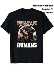 ado de pino al atardecer, corte regular, lavable a máquina, cómoda para todas las estaciones, camiseta con temática canina, camiseta estampada, camiseta con estampado de atardecer, Estilo C. - Negro - Ver 1