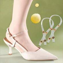 1 Pasang Sandal Musim Panas Wanita, Tali Gesper Ganda, Tali Transparan Anti Selip, Aneka Warna, Tali Anti Selip Hak Tinggi - Warna transparan - View 5
