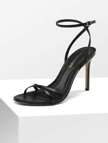 2026 Women New Fashion Stiletto Heels, Strappy Open Toe High Heeled Sandals With Adjustable Ankle Strap Summer, Wedding Party Prom Formal Occasions - 黑色 - 查看 4