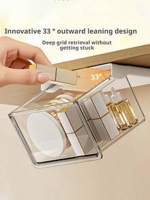 1pc Acrylic Storage Box, Acrylic Cosmetic Storage Box, Expandable Storage Box, No Drilling Required, Wall-Mounted Installation, Minimalist Bathroom Storage Cabinet, Suitable For Storing Cotton Pads, Lipsticks, Cotton Swabs, Etc. - Multicolor - View 6