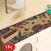 1 pieza, Decoración del hogar, Estampado de patrón floral, Alfombra de cocina de lino, Tapete de cocina, Tapete de piso, Tapete de baño, Tapete de puerta, Impresión 3D rectangular, Adecuado para sala de estar, dormitorio, pasillo, baño, lavandería - Alfombra de poliéster, Adecuado para decoración del hogar interior y exterior - Multicolor - Ver 15