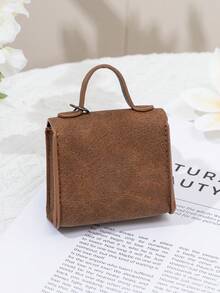 CHARM INFINITE Gantungan Kunci Tas Mini Vintage dengan Kunci Putar, Kotak Penyimpanan Earphone Kulit PU Portabel, Dompet Koin, Hiasan Tas Tangan - MultiWarna - View 5