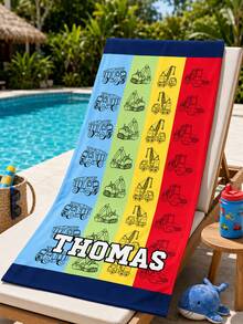 Personalized Children's Beach Towel With Customizable Name, Perfect Summer Birthday Gift, Suitable For Various Summer Occasions. Beach Towel And Accessories, Suitable For Beach, Swimming Pool, Travel, Camping, Yoga And Other Scenes. - Multicolor - View 7