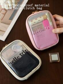 1pc Mini Makeup Bag, Simple Compact PVC Cosmetic Storage Bag, Skincare Toiletry Bag, Multi-Function Wallet, Jewelry Box, Women's Short Clutch, Lipstick Cosmetic Organizer Bag, Inner Small Bag, Waterproof Storage Bag, Portable Travel Bag, Card Wallet, Multi-Function Wallet, Women's Short Wallet, Coin Purse, Card Holder - Hello Package - View 3