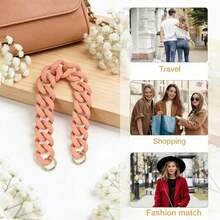 1Pc Frosted Matte Pink Resin Bag Handle, 11.81 Inch DIY Accessory, Replacement Chain Strap For Tote, Crossbody, Clutch & Shoulder Bags - White - View 2