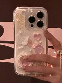 可愛環氧樹脂 3D 蝴蝶愛心手機殼，適用於 iPhone 17 16 15 14 13 12 Pro Max Plus 11，奢華可愛鏡頭保護後蓋 - 愛心蝴蝶+掛件 - 查看 7