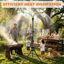 GOBRILLFUN Elevatable Tripod Outdoor Terrace Upgrade Vertical Spray, 6FT Height Adjustable Outdoor Spray System, With Tripod, Brass Nozzle And 26FT Hose, Sprinkler For Backyard, Garden, Pet Tanning - 4 Heads - View 4