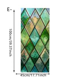 1/5pcs Green Diamond-Patterned Frosted Window Film, Electrostatic Adsorption Black Background Privacy Film, Full Blackout And UV Protection, Suitable For Bathrooms, Offices, And Home Decor. - Multicolor - View 15