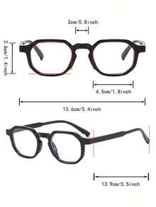 1 Pair Women's Polygon High-Quality Burgundy Fashion Decorative Non-Prescription Glasses - glossy black - View 4