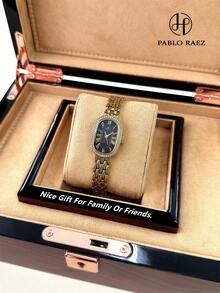 Pablo Raez 原創品牌女款手錶 1支 SUS304 不鏽鋼 18K 金頂級 AAA 品質奢華正裝錶 銀色 IPS 電鍍優雅新款時尚長方形設計石英錶 白色錶盤高品質女孩熱門方形腕錶 50m 防水實心鋼錶帶鏈條附蝴蝶扣休閒可愛女學生小錶盤精美手錶適合送給朋友或家人禮物日常/工作/派對裝飾生日禮物 - 金色 - 查看 6
