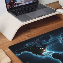 1 Stück große Weltkarte Mauspad, blau leuchtendes Design im Dunkeln, Gummibasis, 35,4 X 15,7 Zoll, rechteckige Schreibtischunterlage für Gaming und Büro PC Zubehör, - Laptop Mauspad | Schulbedarf | Gaming Setup | Büro Zubehör - Weltkarte (blau) - Übersicht 6
