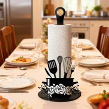 Exquisito soporte para pañuelos con forma de pala de acrílico, decoración de cocina de acrílico negro. Sin necesidad de montaje, listo para usar como soporte para rollos de papel. Ideal para mesas de comedor, dormitorios y decoración del hogar estilo campestre. Resistente y duradero. - Multicolor - Ver 4