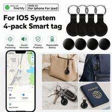 RSH For IOS 4-Pack Air Tracker Smart Tag Key Tracker, Works For IOS Find My (Only For IOS), Precise Positioning Anti-Loss Device Wireless Item Finder, For Bags, Suitcases, Backpacks, Wallet, Replaceable Battery&Privacy Protection, Support Family Sharing - Black - View 2