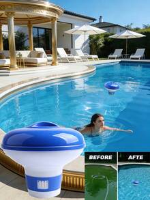 Automatic Floating Pill Dispenser For Swimming Pool - Automatic Pool Chemical Dispenser, Made Of Durable Plastic, Easy For Pool Maintenance, Featuring An Integrated Floating Design. When The Tank Is Full, It Floats On The Pool Surface, Enhancing The Overall Aesthetics Of The Pool. (Cleaning Tablets Not Included) - Multicolor - View 4