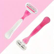 Bikini Area Women's Razor, 3-Layer Stainless Steel Safety Blades, Replaceable Razor Head, Suitable For Private Area, Underarm And Leg Hair Removal - Baby Pink - View 5