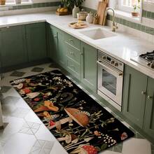 1pc, Home Decor, Mushroom Pattern Printed, Linen Kitchen Rug, Kitchen Mat, Floor Mat, Bathroom Mat, Door Mat, 3D Printed Rectangular, Suitable For Living Room, Bedroom, Hallway, Bathroom, Laundry Room - Polyester Rug, Suitable For Indoor And Outdoor Home Decor - Multicolor - View 3