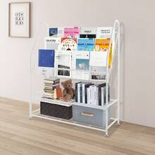 Kids Bookshelf , Large Bookcase, Large Capacity Books Toys Organizer - White - View 2
