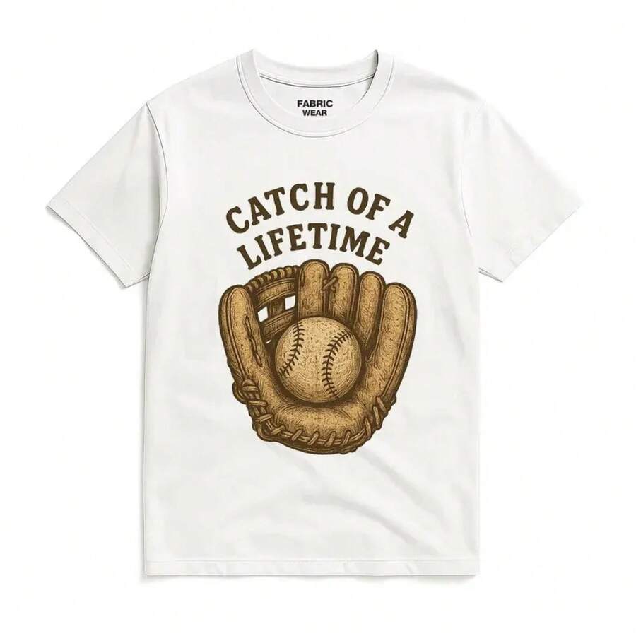 Camiseta Vintage con Diseño de Guante de Béisbol | Camiseta "La Pesca de Mi Vida" | Diseño de Estilo Antiguo | Camiseta Deportiva Unisex | Regalo para Amantes del Béisbol - Blanco - Ver 1