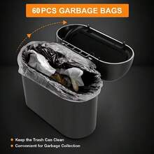 Car Trash Can With Lid + 4 Rolls Of Trash Bags, Leak-Proof Portable Hanging Car Storage Trash Can, Small Vehicle Trash Basket Portable Desktop Trash Can, Suitable For Car, Office, Bedroom, Home Cup Holder Hanging - A - View 5