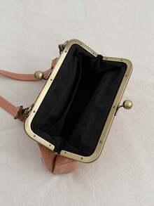 Vintage Chain Decor Shoulder Crossbody Bag Solid Color Handbag Women's Evening Bag Suitable For Work, Travel, Dating, Shopping - Pink - View 10