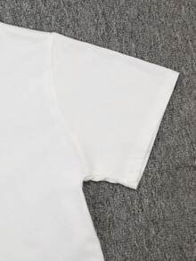 Girls' Short Sleeve T-Shirt With Heart, Flower And Letter Print, Cool And Breathable For Spring/Summer, 100% Cotton, Loose And Casual Fit In Small Sizes - White - View 3