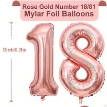 2pcs 32 Inch Gold Number 1 And 8 Aluminum Foil Balloons, Birthday Party Decoration Balloons, 18th Birthday Decoration, Coming Of Age, Celebrating 18th Birthday Decoration - View 5