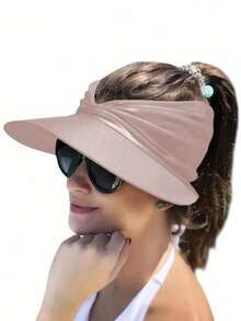 1 pieza Sombrero de playa con protección solar para mujer, sombrero de sol para deportes al aire libre para mujer, sombrero hueco, adecuado para deportes, playa, golf, senderismo - Multicolor - Ver 6