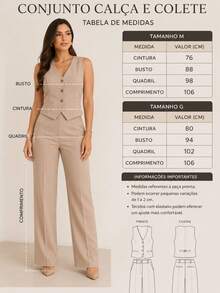 Women's Sensorial Marrante Set – Wide-Leg Pants With Elastic At The Back + Blouse/Vest With Buttons - Color caoba - Ver 4