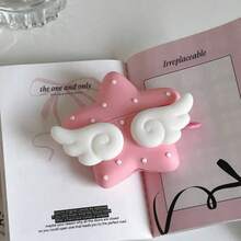 Öronproppsfodral med vingdesign och prickigt mönster, silikonfodral för Bluetooth-hörlurar, hörlursväska lämplig för AirPods4/Pro2/Pro3 - Rosa - Visa 3