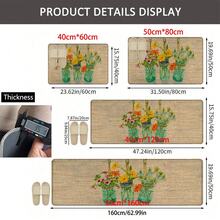 1 pieza, Decoración del hogar, Estampado de patrón floral, Alfombra de lino para cocina, Tapete de cocina, Tapete de piso, Tapete de baño, Tapete de puerta, Impresión 3D rectangular, Adecuado para sala de estar, dormitorio, pasillo, baño, lavandería - Alfombra de poliéster, Adecuado para decoración del hogar interior y exterior - Multicolor - Ver 11