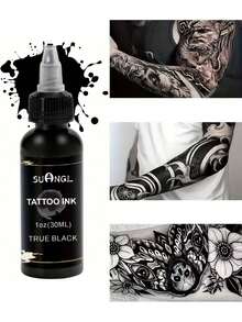 Tattoo Practice Kit - 10 Pre-Drawn Tattoo Practice Skin Sheets, 60ml True Black Tattoo Ink, 3 Black Basic Ink Cups, Suitable For Beginners And Artists - Multicolor - View 7
