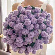Crocheted Rose Bouquet Blanket, Suitable For Sofas And Shawls, A Romantic Gift For Valentine's Day, Weddings, And Anniversaries, Perfect For Ladies. - Multicolor - View 12